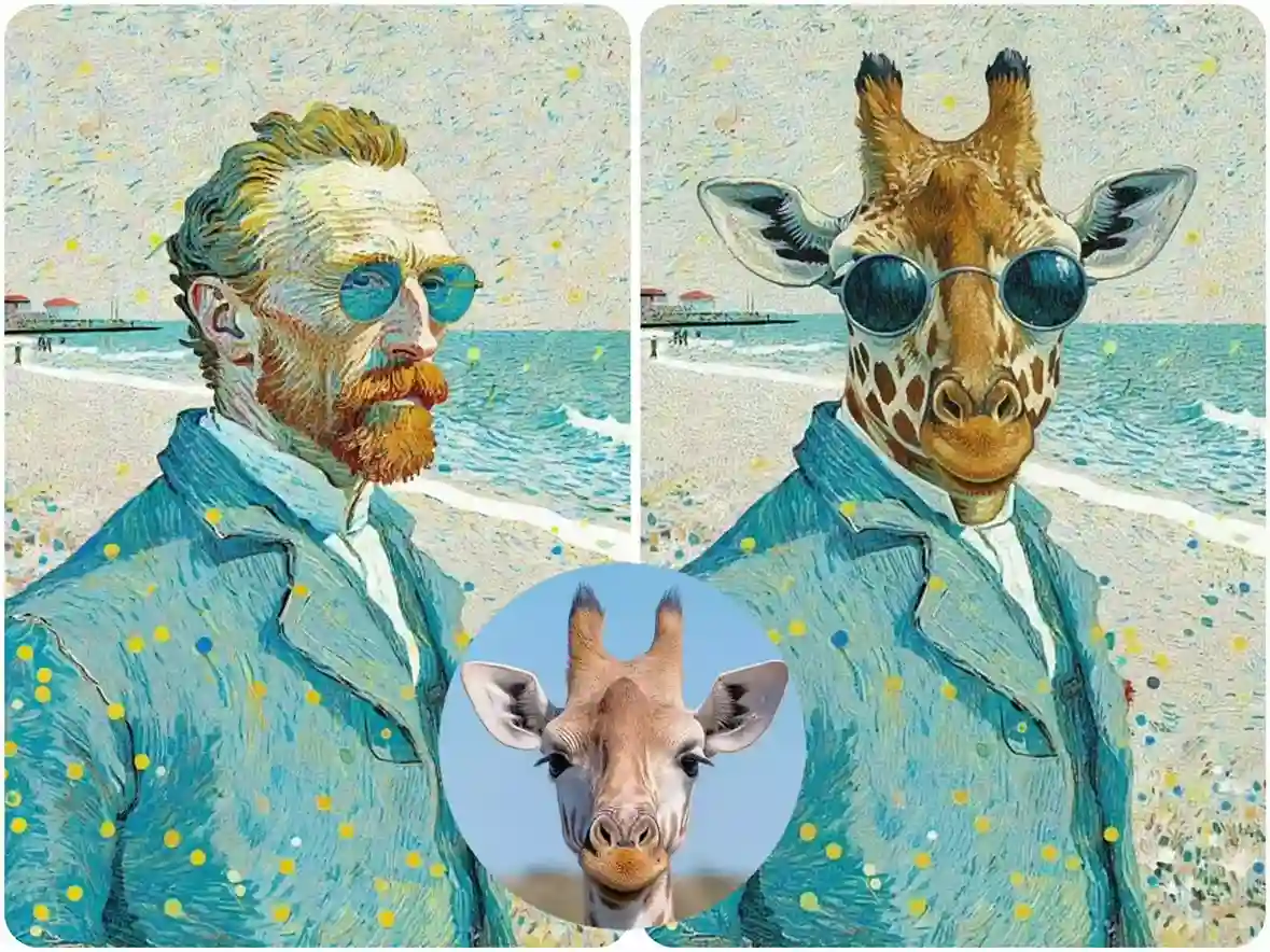 Swap face with giraffe