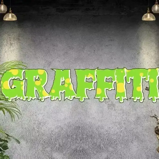 Green polka dot graffiti letter