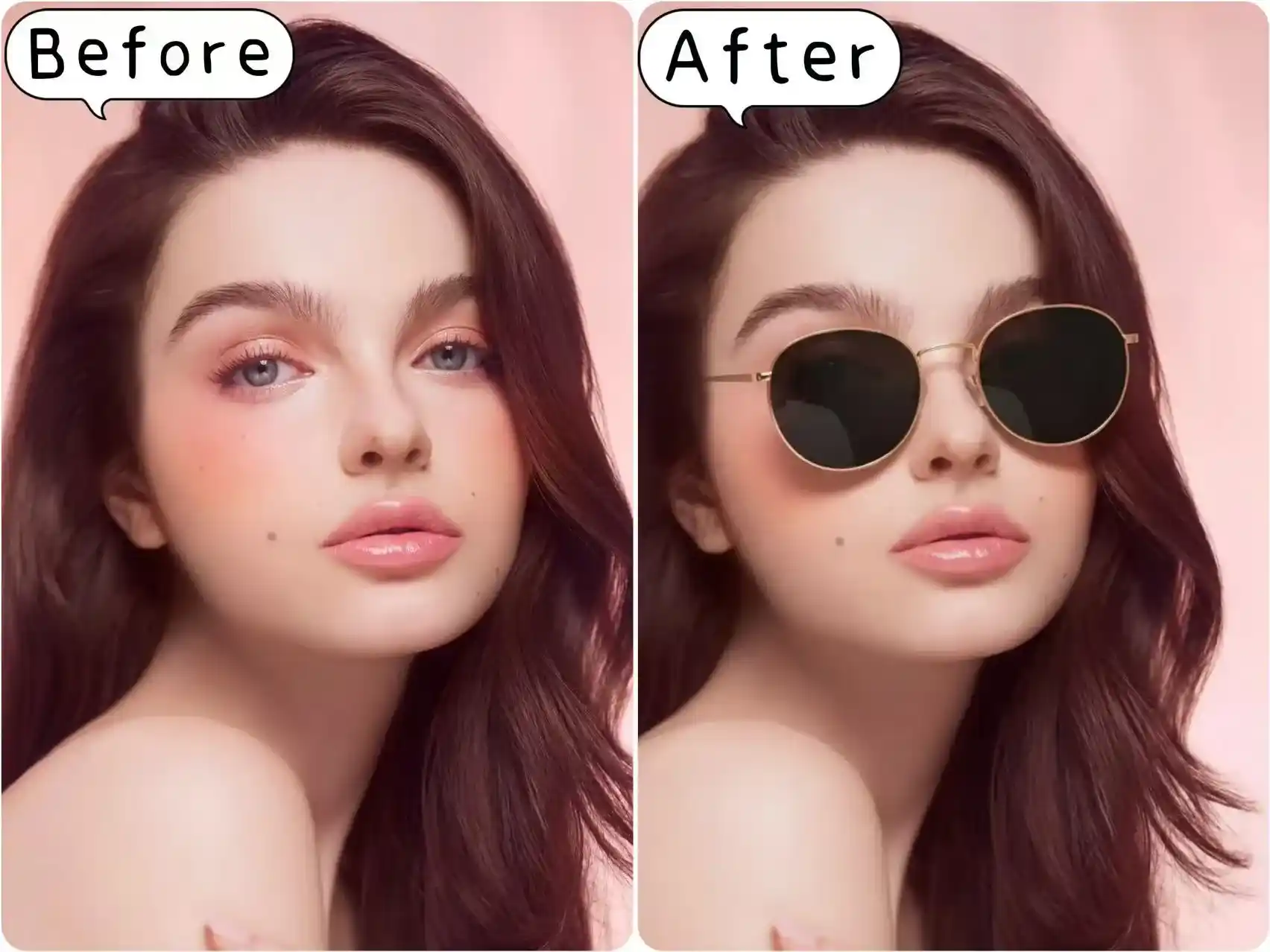 Woman virtual try on glasses